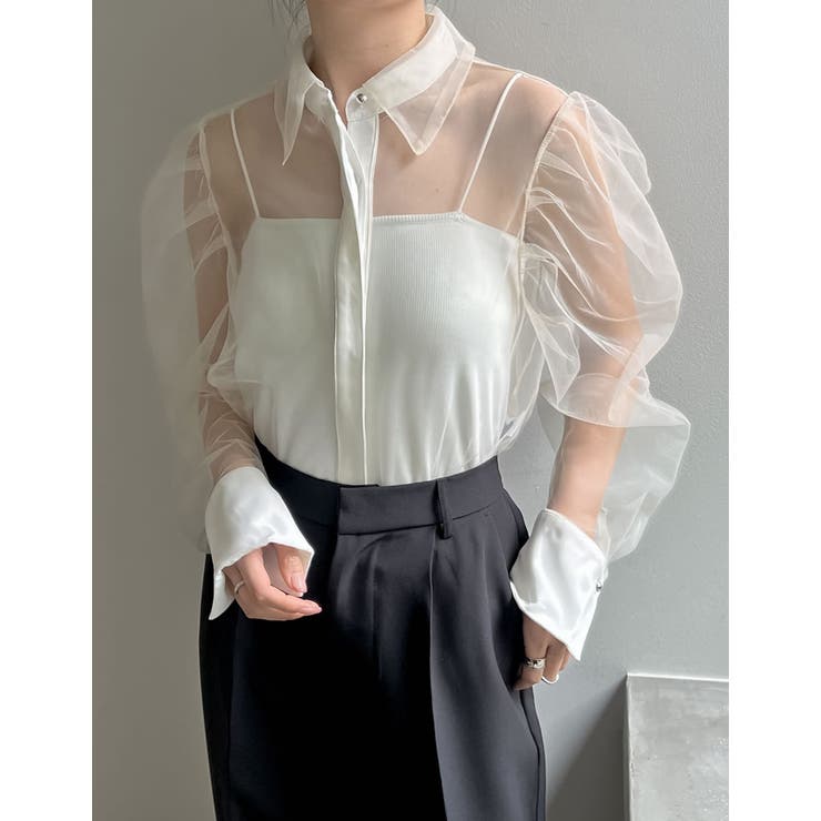 チュールボリュームスリーブシアーシャツ | Re:EDIT | 詳細画像4 