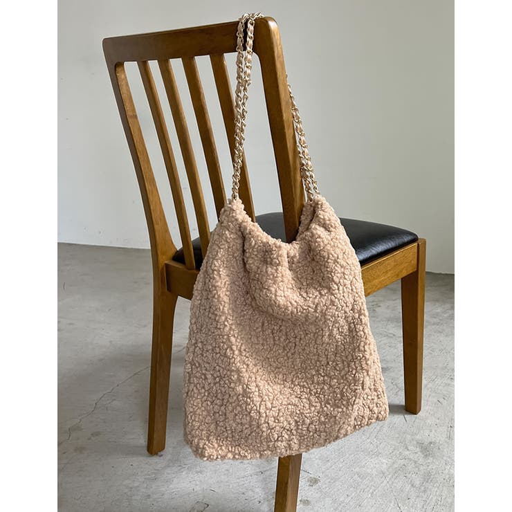 ベージュ(004) | [2点セット]ミニポーチ付テディボアチェーンストラップバッグ | Re:EDIT