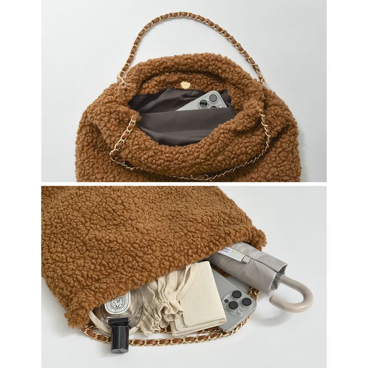 [2点セット]ミニポーチ付テディボアチェーンストラップバッグ | Re:EDIT | 詳細画像12 