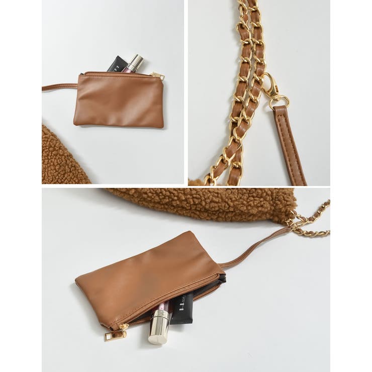 [2点セット]ミニポーチ付テディボアチェーンストラップバッグ | Re:EDIT | 詳細画像13 