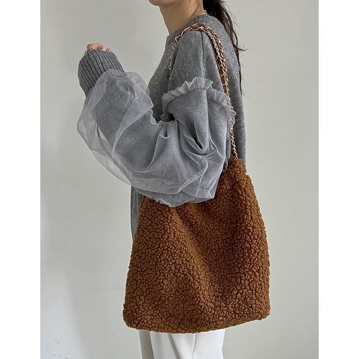 [2点セット]ミニポーチ付テディボアチェーンストラップバッグ | Re:EDIT | 詳細画像7 