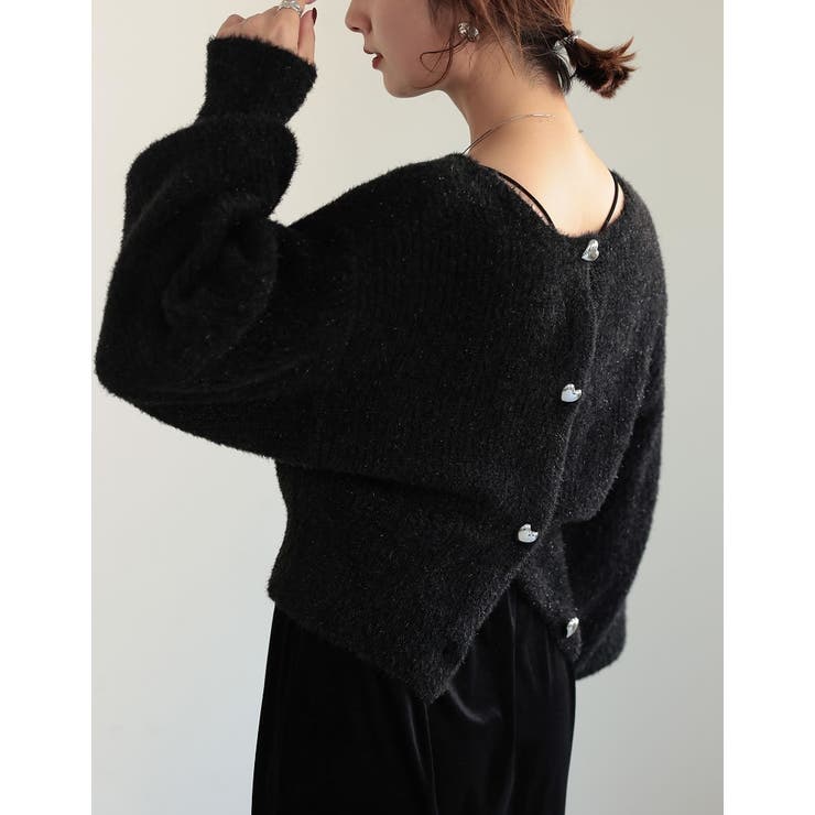 Arpege story ハートボタン ラメフェザーカーディガン Arpege story ハートボタン ラメフェザーカーディガン