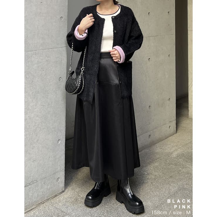 ラメ配色ノーカラーニットコート | Re:EDIT | 詳細画像13 