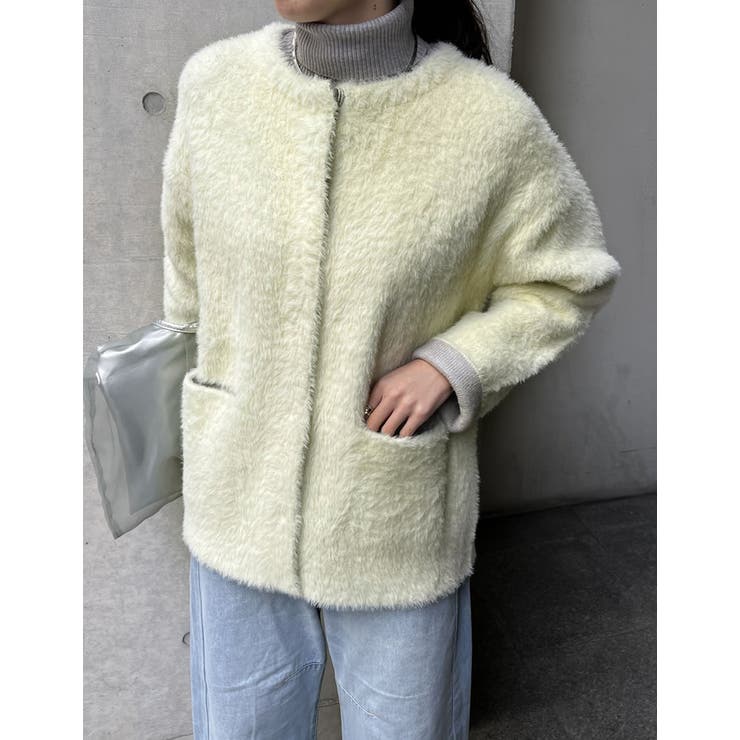 ラメ配色ノーカラーニットコート | Re:EDIT | 詳細画像14 