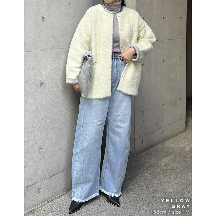 ラメ配色ノーカラーニットコート | Re:EDIT | 詳細画像15 