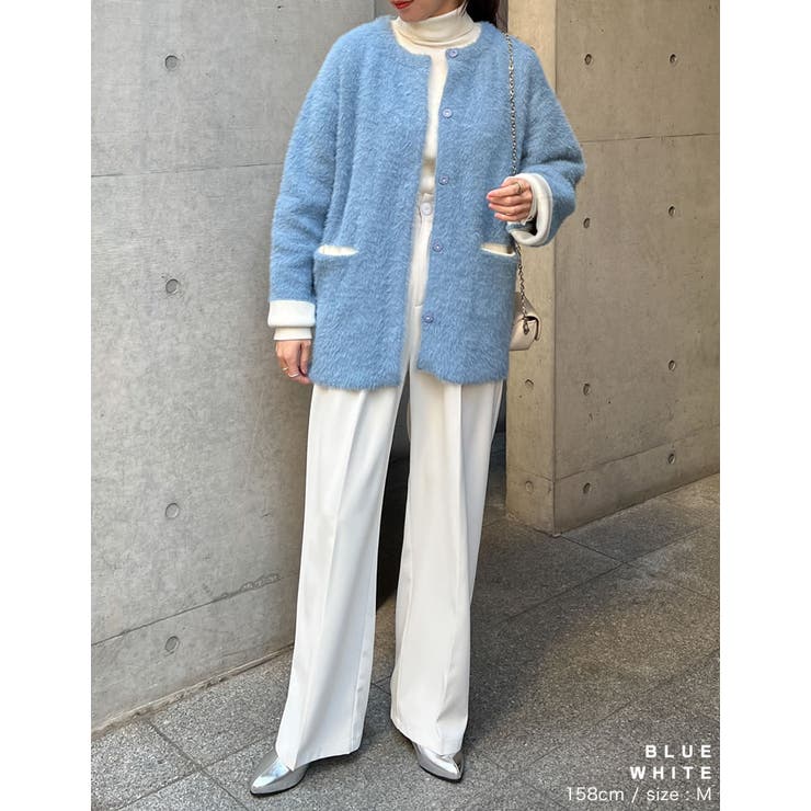 ラメ配色ノーカラーニットコート | Re:EDIT | 詳細画像16 