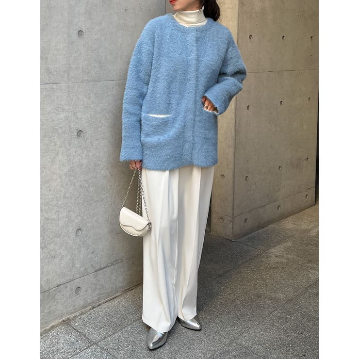 ラメ配色ノーカラーニットコート | Re:EDIT | 詳細画像17 