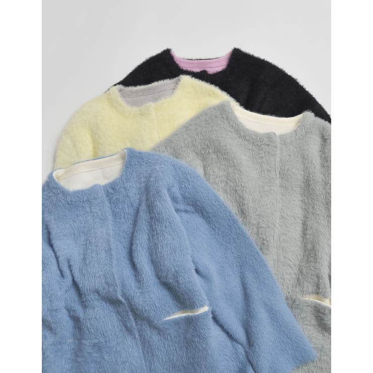 ラメ配色ノーカラーニットコート | Re:EDIT | 詳細画像2 