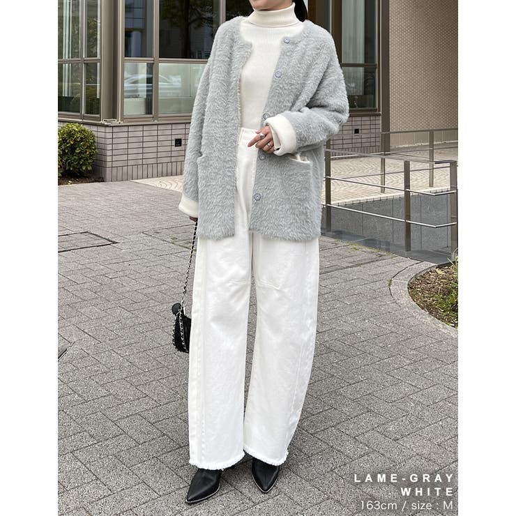 ラメ配色ノーカラーニットコート | Re:EDIT | 詳細画像8 