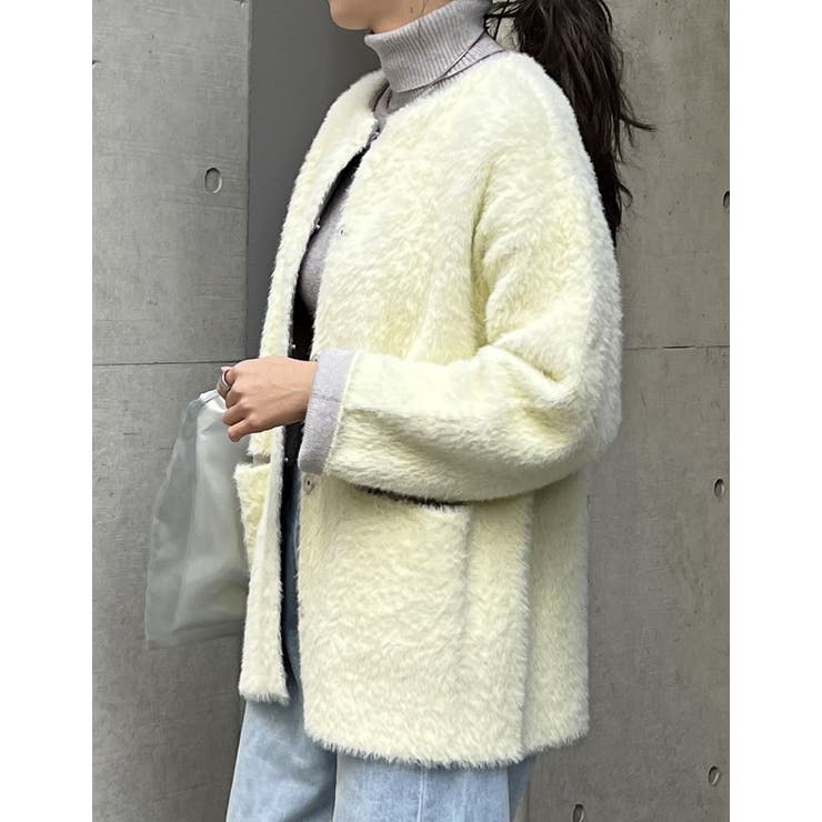 ラメ配色ノーカラーニットコート | Re:EDIT | 詳細画像35 