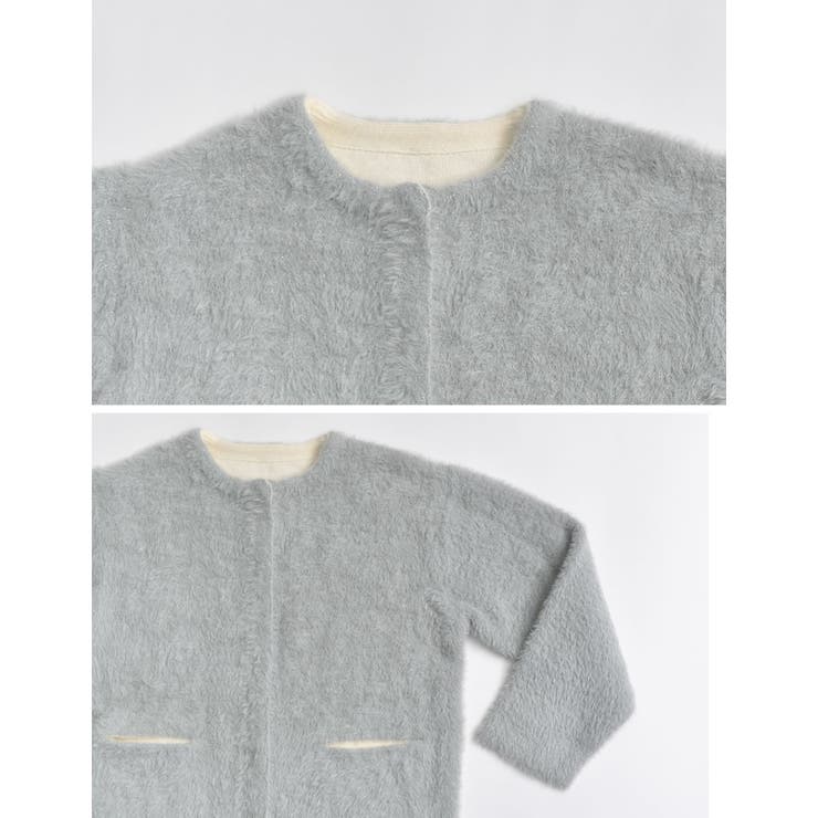 ラメ配色ノーカラーニットコート | Re:EDIT | 詳細画像37 