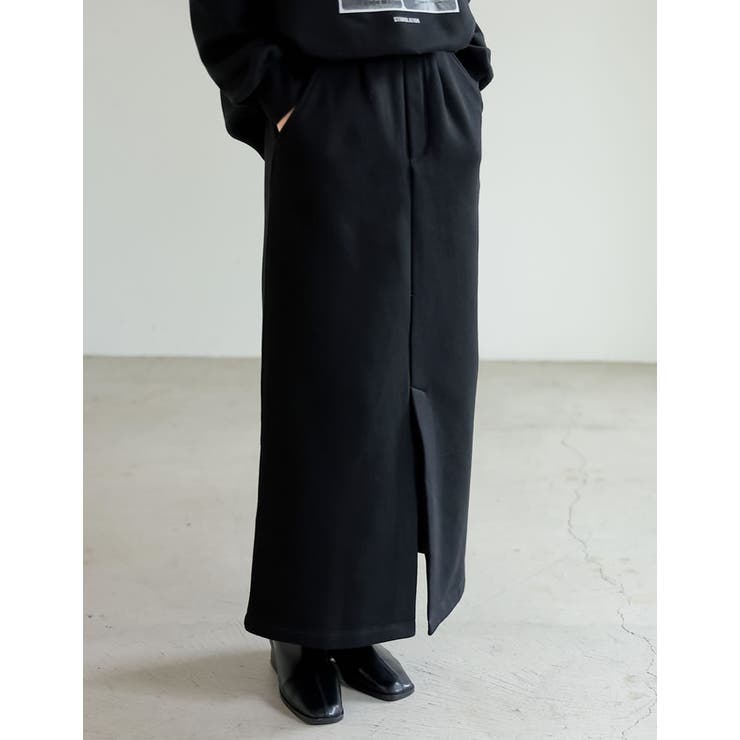 [低身長サイズ有]裏起毛フロントスリットナロースカート | Re:EDIT | 詳細画像3 