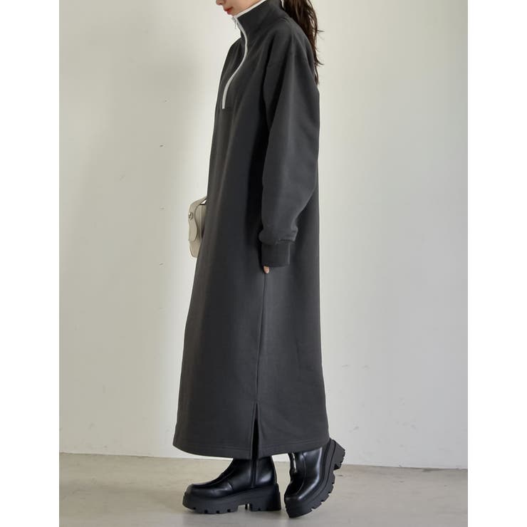 [低身長サイズ有]裏起毛ハーフジップワンピース | Re:EDIT | 詳細画像13 