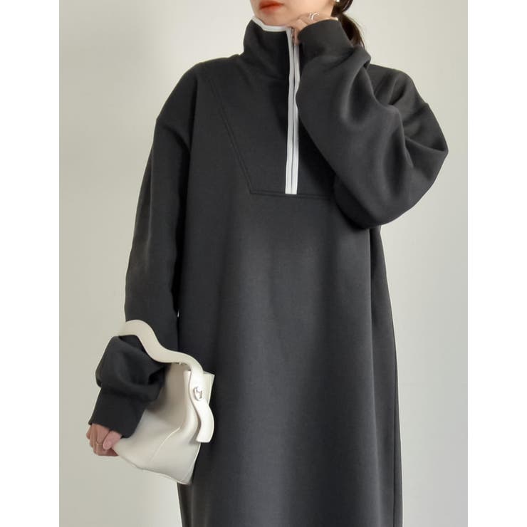 [低身長サイズ有]裏起毛ハーフジップワンピース | Re:EDIT | 詳細画像15 