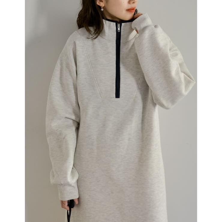 [低身長サイズ有]裏起毛ハーフジップワンピース | Re:EDIT | 詳細画像17 