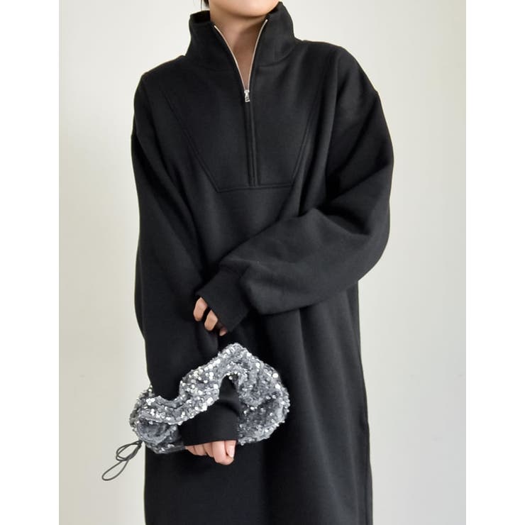 [低身長サイズ有]裏起毛ハーフジップワンピース | Re:EDIT | 詳細画像10 