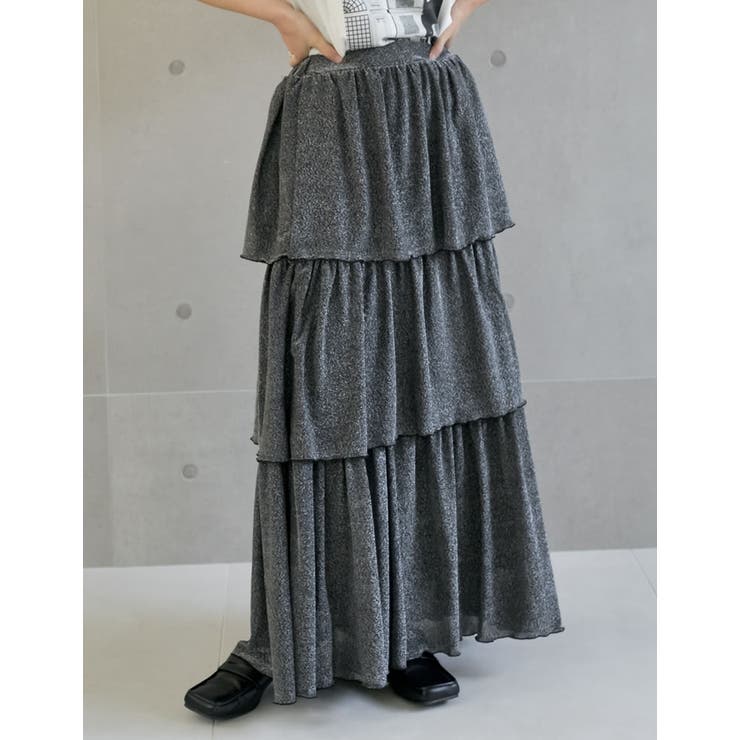 [低身長サイズ有]ラメグリッターティアードスカート | Re:EDIT | 詳細画像3 