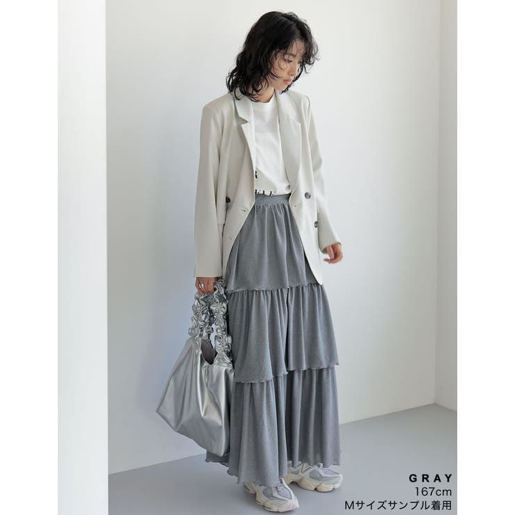 [低身長サイズ有]ラメグリッターティアードスカート | Re:EDIT | 詳細画像7 