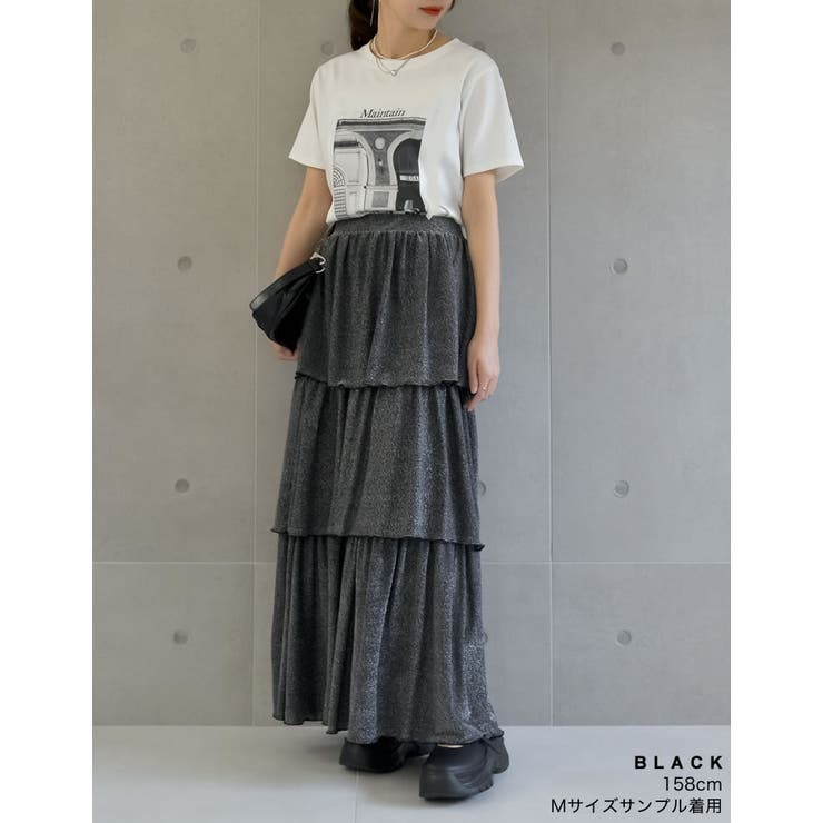 [低身長サイズ有]ラメグリッターティアードスカート | Re:EDIT | 詳細画像10 