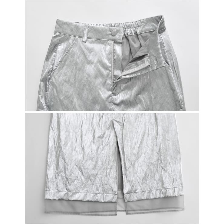 [低身長サイズ有]メタリックフェイクレザー×オーガンジータイトスカート | Re:EDIT | 詳細画像15 