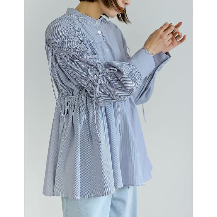 ストライプギャザーリボンブラウス | Re:EDIT | 詳細画像11 