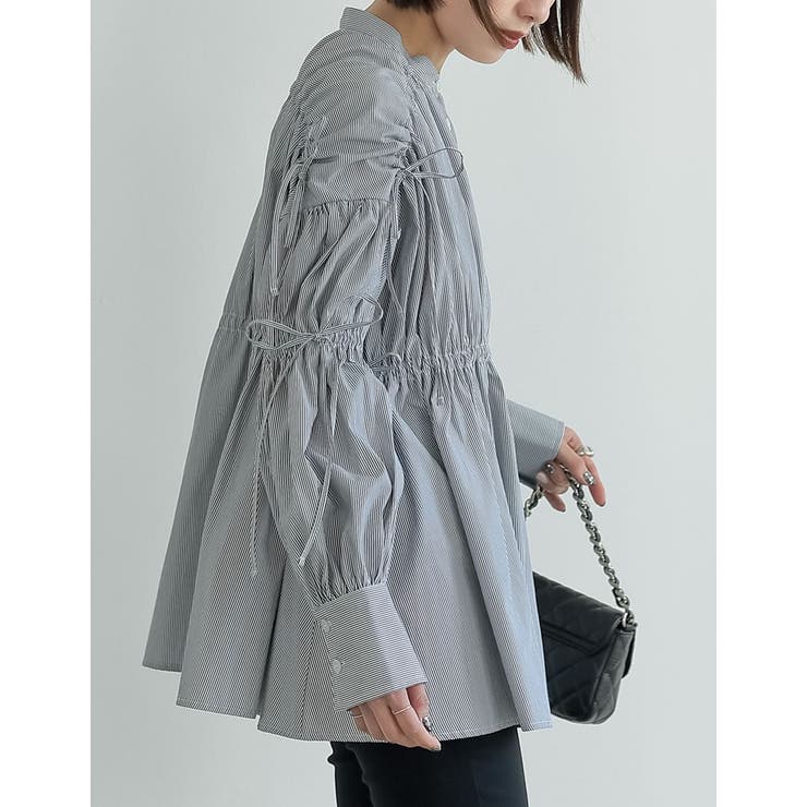 ストライプギャザーリボンブラウス | Re:EDIT | 詳細画像13 