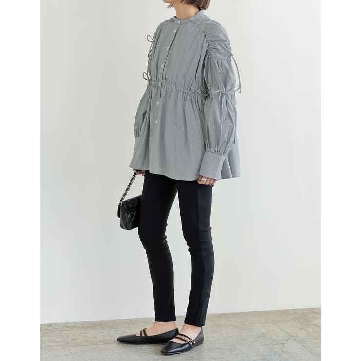 ストライプギャザーリボンブラウス | Re:EDIT | 詳細画像14 