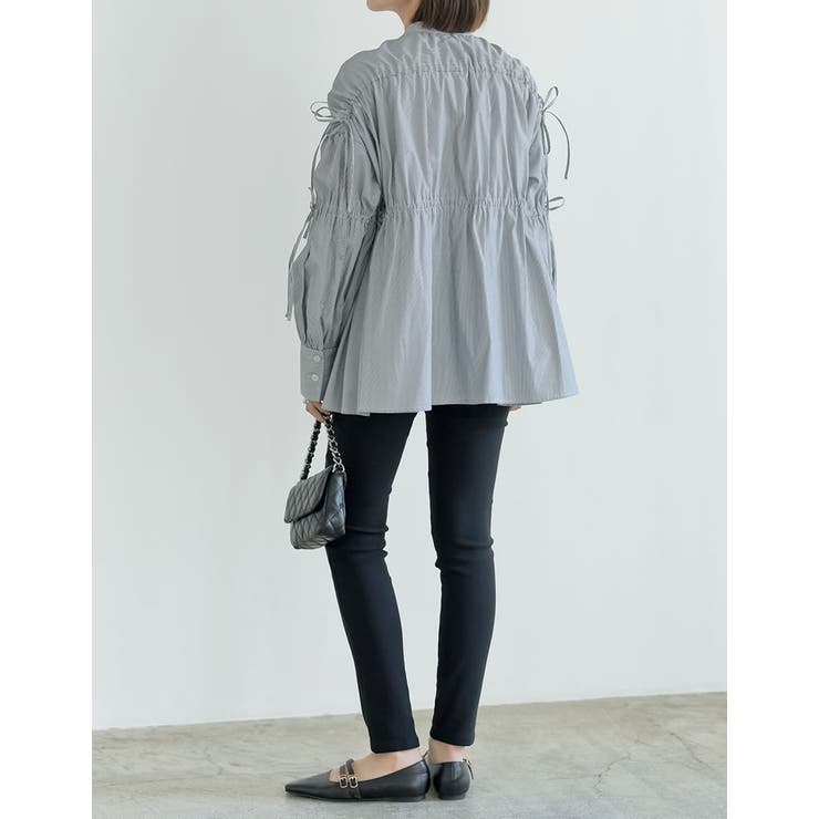 ストライプギャザーリボンブラウス | Re:EDIT | 詳細画像16 