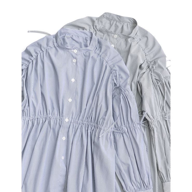 ストライプギャザーリボンブラウス | Re:EDIT | 詳細画像2 