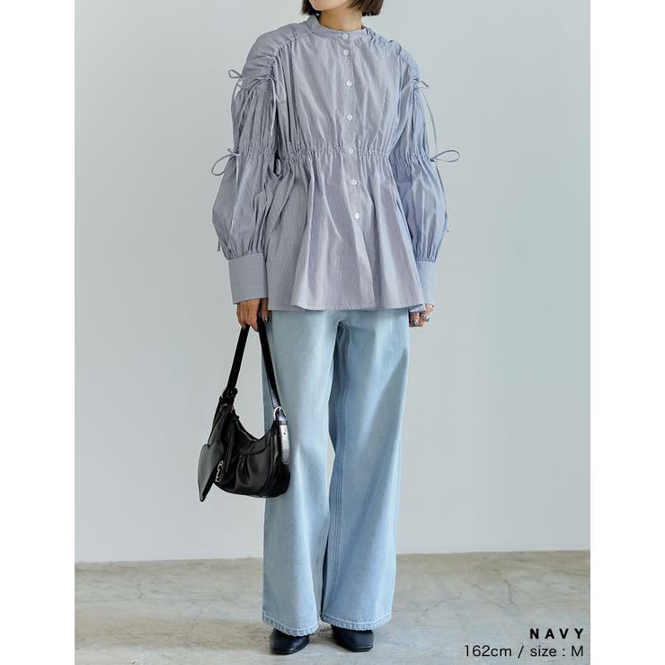 ストライプギャザーリボンブラウス | Re:EDIT | 詳細画像6 