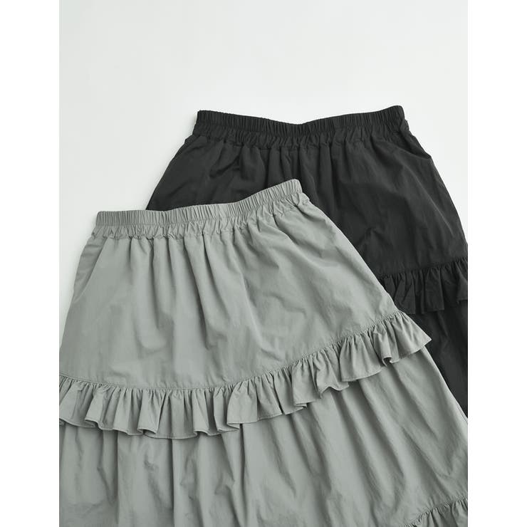 [低身長サイズ有]ナイロンタフタフリルティアードスカート | Re:EDIT | 詳細画像2 