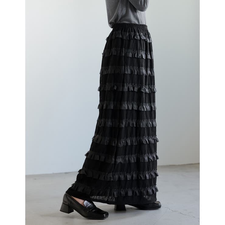 [低身長サイズ有]フリルジャガードカットソーナロースカート | Re:EDIT | 詳細画像12 