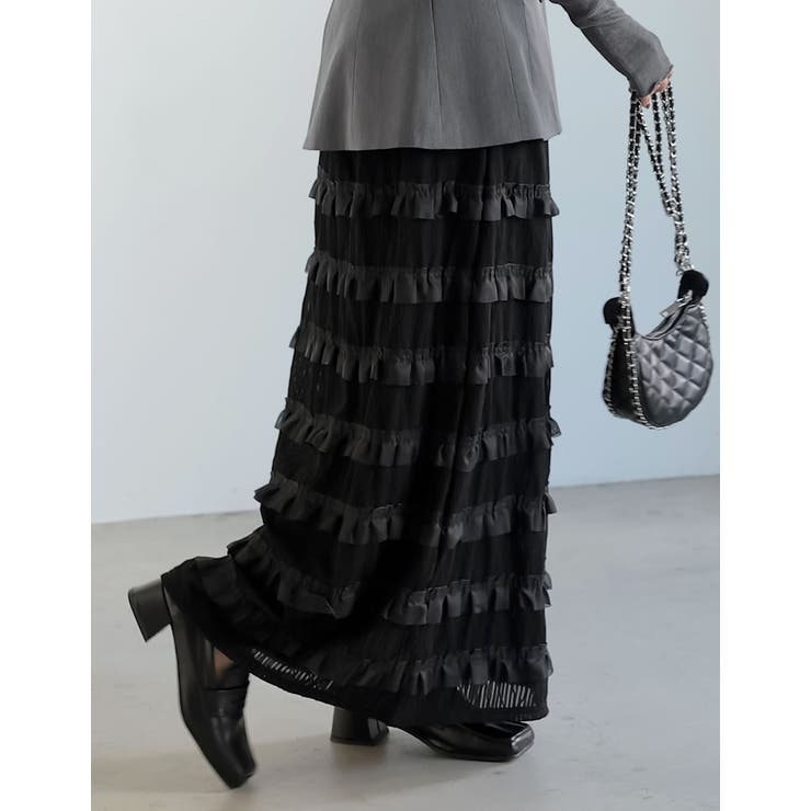 [低身長サイズ有]フリルジャガードカットソーナロースカート | Re:EDIT | 詳細画像14 