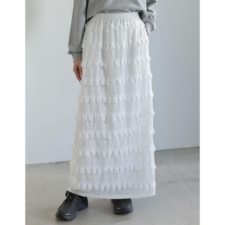 [低身長サイズ有]フリルジャガードカットソーナロースカート | Re:EDIT | 詳細画像3 