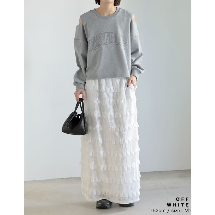 [低身長サイズ有]フリルジャガードカットソーナロースカート | Re:EDIT | 詳細画像6 