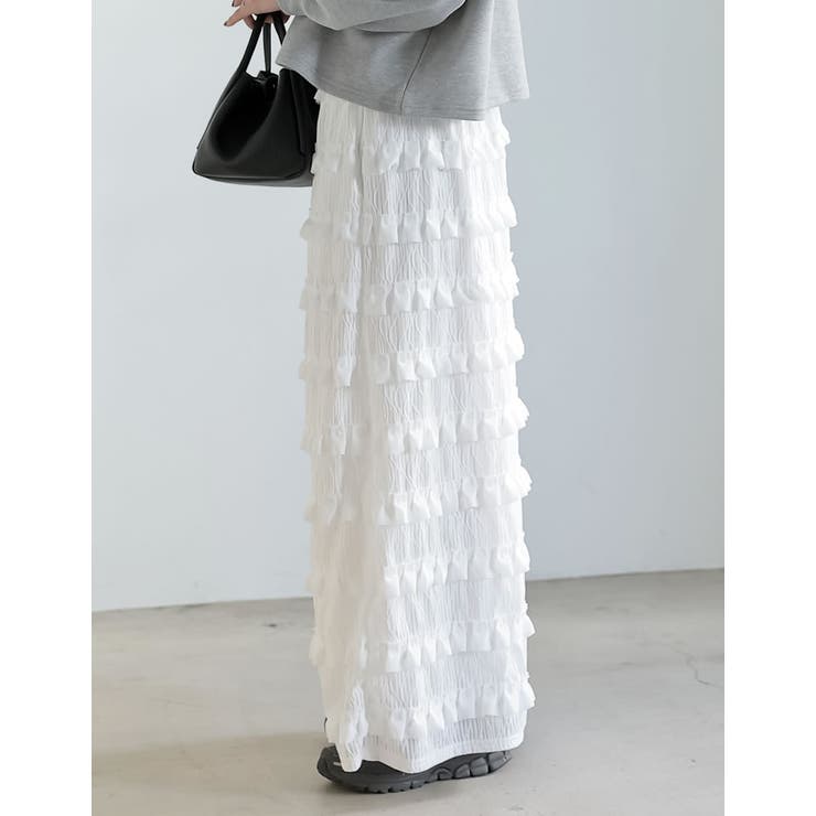 [低身長サイズ有]フリルジャガードカットソーナロースカート | Re:EDIT | 詳細画像7 