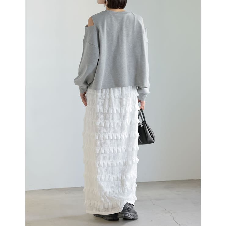 [低身長サイズ有]フリルジャガードカットソーナロースカート | Re:EDIT | 詳細画像8 