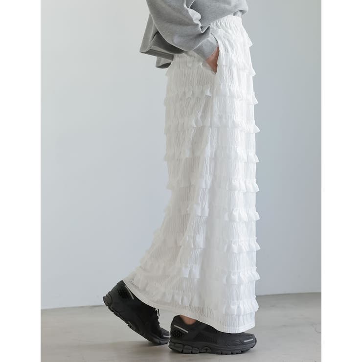 [低身長サイズ有]フリルジャガードカットソーナロースカート | Re:EDIT | 詳細画像9 