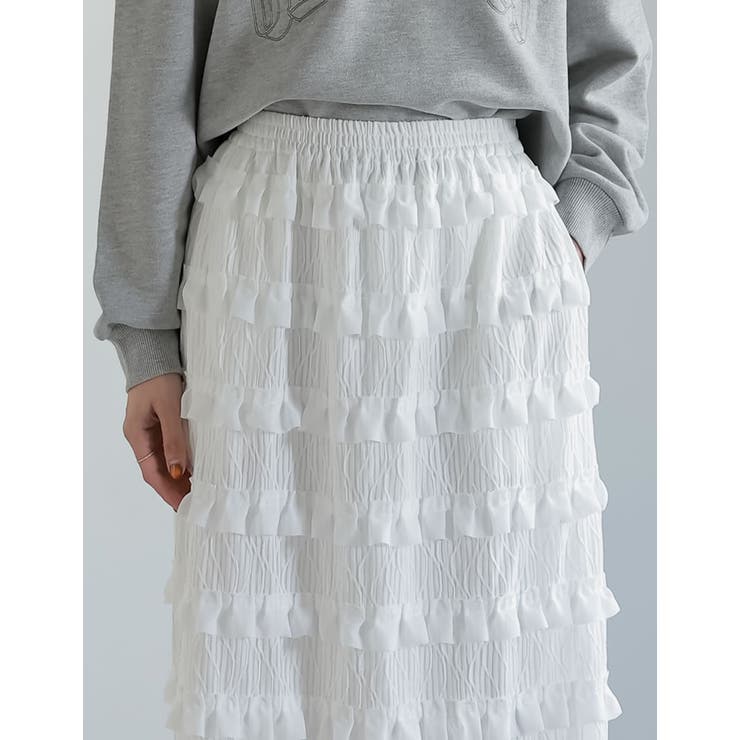 [低身長サイズ有]フリルジャガードカットソーナロースカート | Re:EDIT | 詳細画像10 