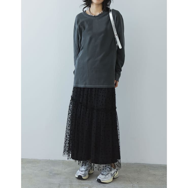 [低身長/高身長サイズ有]ハートフロッキーチュールフレアスカート | Re:EDIT | 詳細画像6 