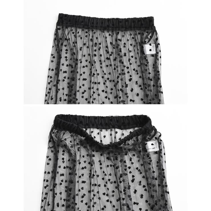 [低身長/高身長サイズ有]ハートフロッキーチュールフレアスカート | Re:EDIT | 詳細画像10 