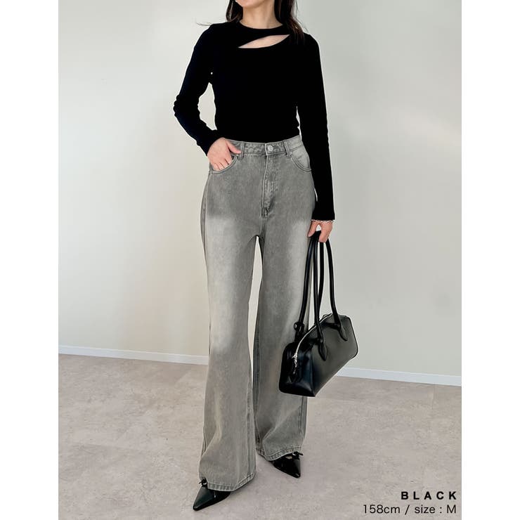 ストレッチリブカットアウトデザイントップス[品番:GS000021949 ストレッチリブカットアウトデザイントップス[品番:GS000021949