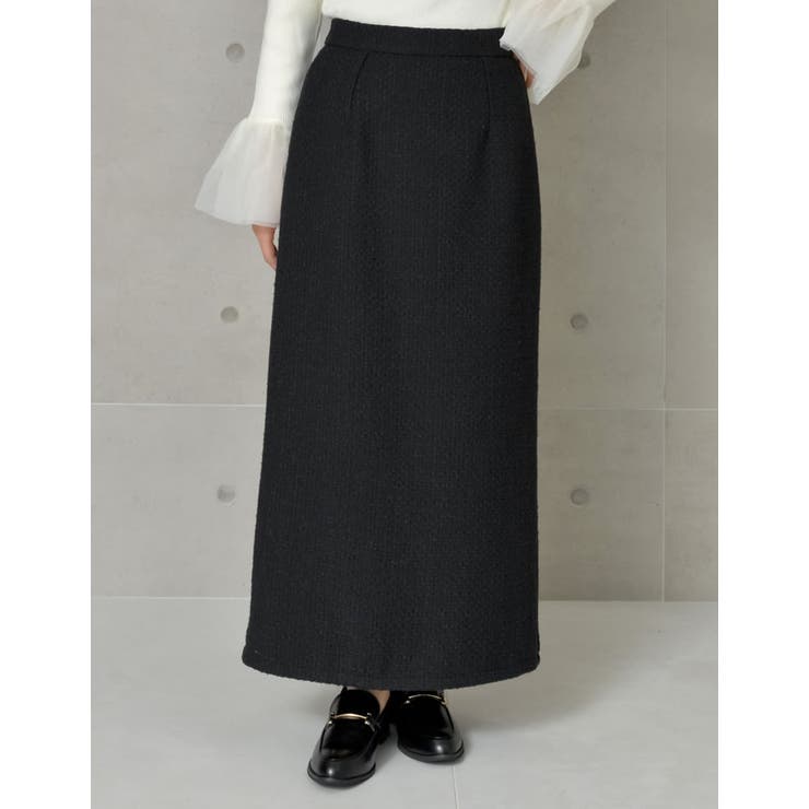 【新品タグ付】louren ツイードナロースカート チャコール　Mサイズ 低身長サイズ有]ツイードナロースカート[品番：GS000021965]｜Re:EDIT