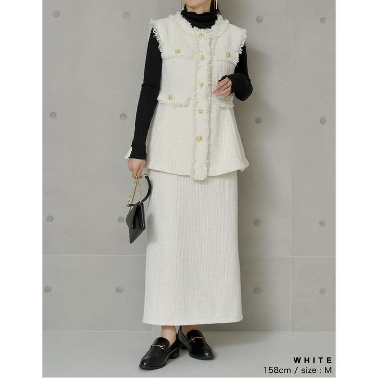 [低身長サイズ有]ツイードナロースカート | Re:EDIT | 詳細画像24 