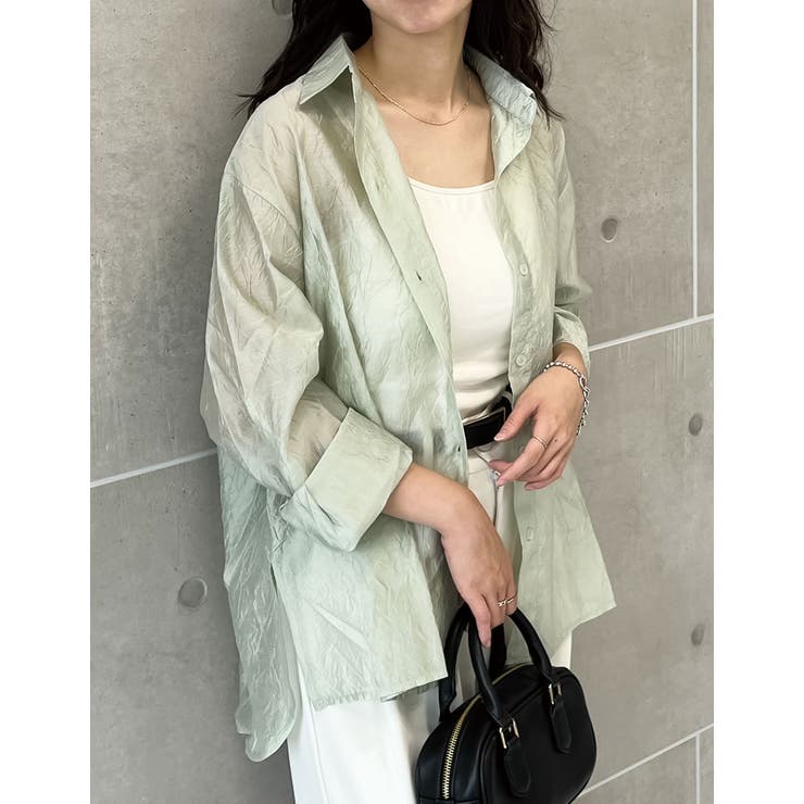 グリーン(017) | シアーワッシャーシャツ | Re:EDIT