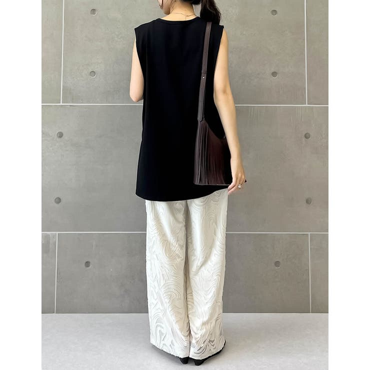 二の腕すっきり]コットンフレンチスリーブチュニックTシャツ