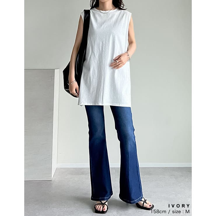 [二の腕すっきり]コットンフレンチスリーブチュニックTシャツ | Re:EDIT | 詳細画像10 