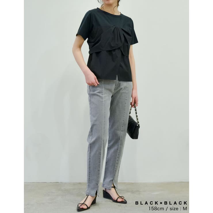 フレディエミュ fredy emue ビスチェドッキングTシャツ （グレー