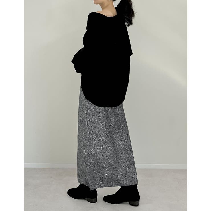 [低身長サイズ有]スパンコールラメミックスニットナロースカート | Re:EDIT | 詳細画像22 