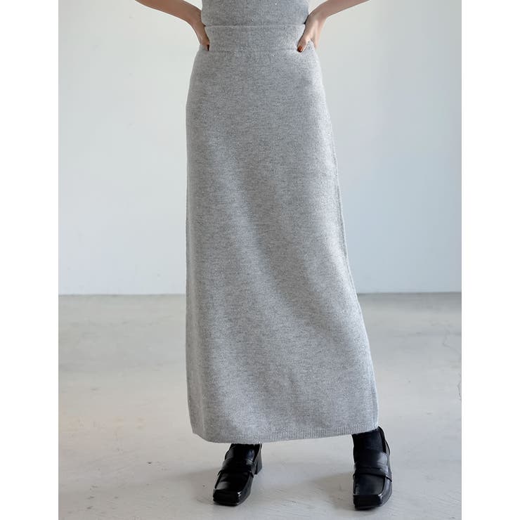 [低身長サイズ有]スパンコールラメミックスニットナロースカート | Re:EDIT | 詳細画像23 